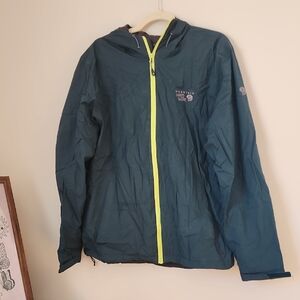 Mountain Hardwear Teal Jacket with Bright Yellow Zipper